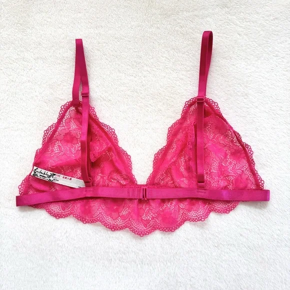 NWOT Free People Bright Eyes Romantic Coquette Sheer Lace Bralette in Hot Pink - Picture 7 of 7